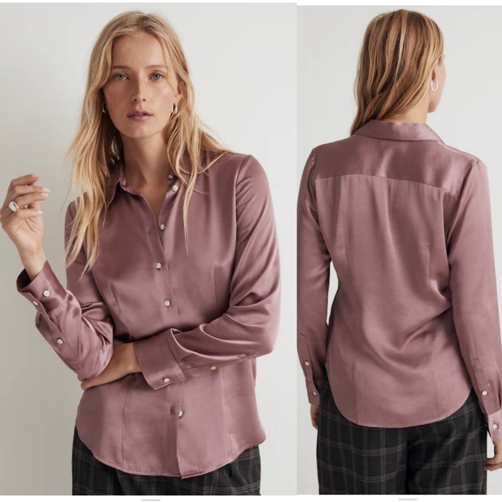 Madewell Darted Button-Up Shirt in Satin NWT Size 0
